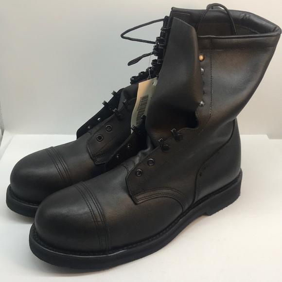 Addison Boot Shoes Addison Black Military Steel Toe Boots Safety